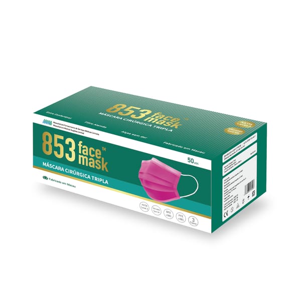 853 Face Mask™ ASTM Level 3 口罩非獨立包裝（桃紅色）盒裝50片