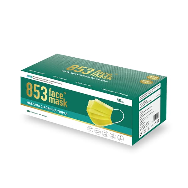 853 Face Mask™ ASTM Level 3 口罩非獨立包裝（黃色）盒裝50片